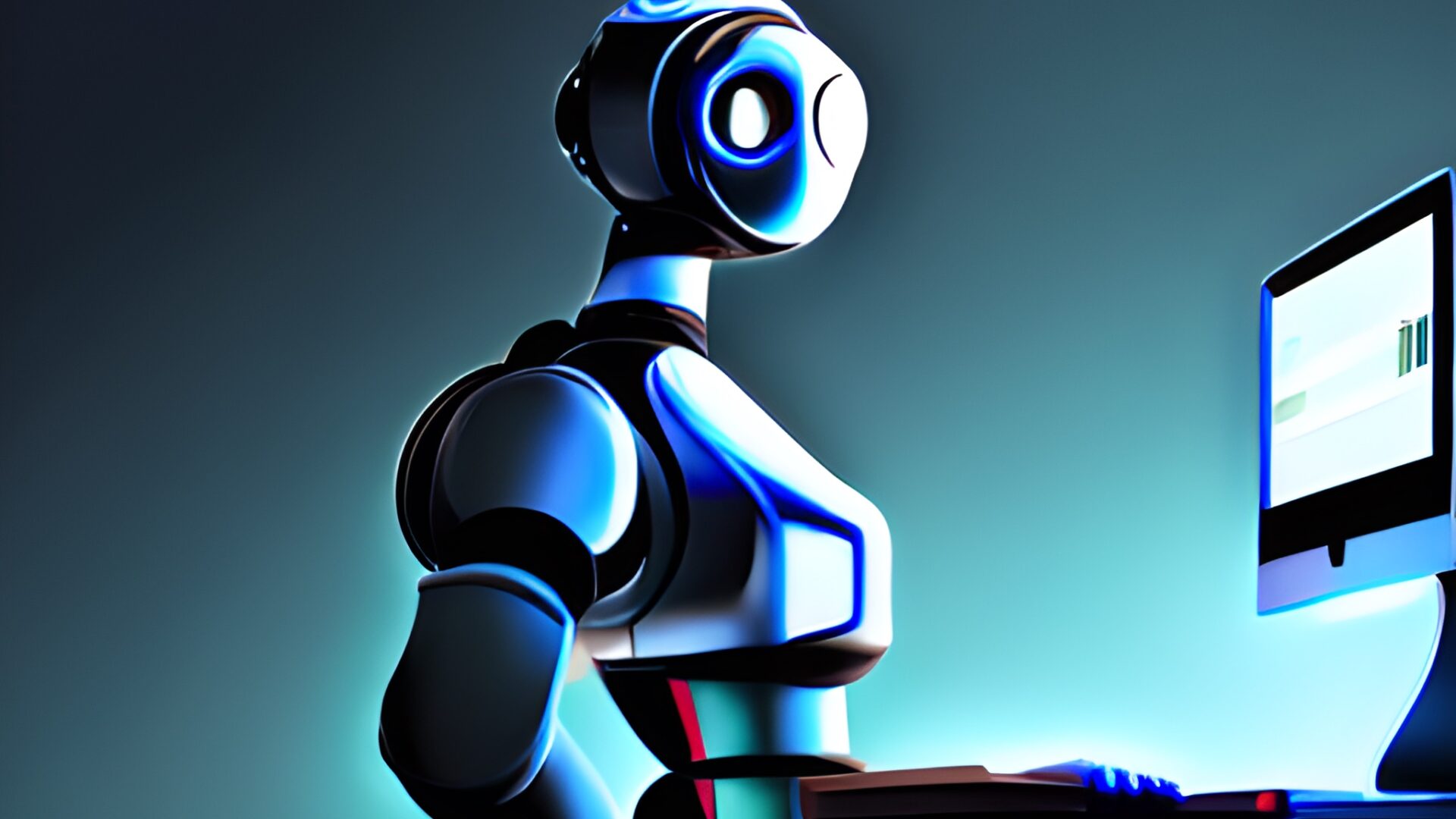 Ai Robot At Computer